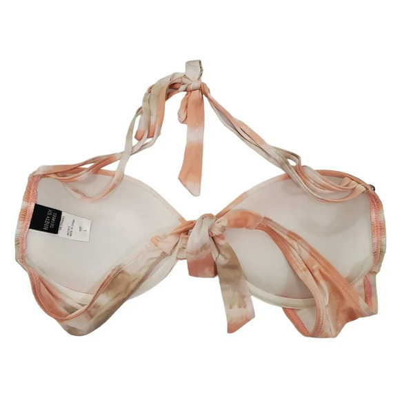 Ninety Six Degrees Peach White Marble Shell Crystal Push Up Halter Bikini Top L - Picture 5 of 5